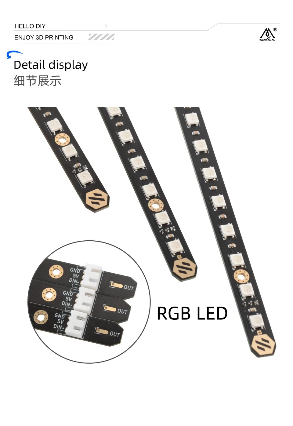 2 Stück LED Leiste 5V RGB Weiß für Voron 0.1 2.4 Trident