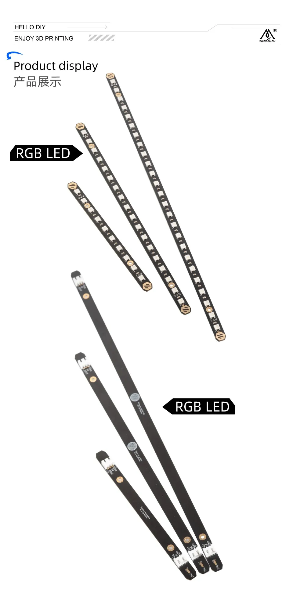2 Stück LED Leiste 5V RGB Weiß für Voron 0.1 2.4 Trident