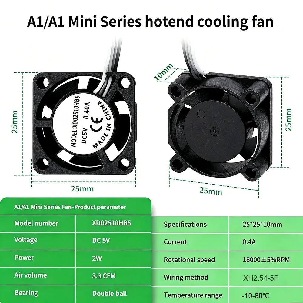 2510 Lüfter für Bambu Lab X1/P1 A1 Hotend-Kühlung