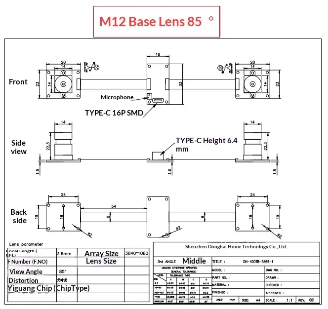 4MP Dual-Lens Kameramodul synchrones 3D-Tiefenerkennung UVC