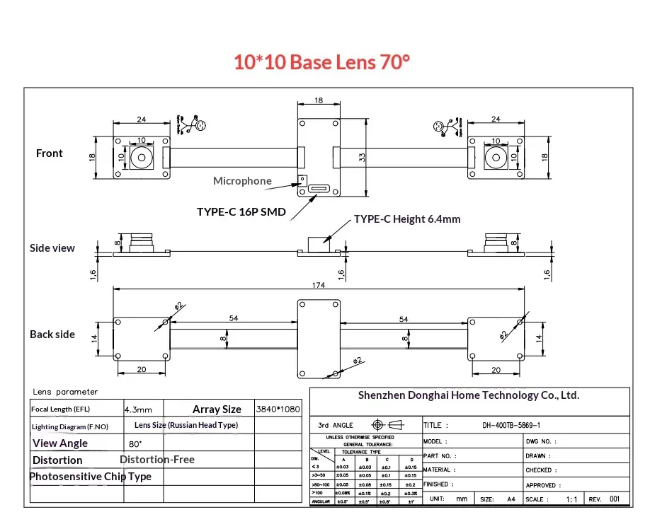 4MP Dual-Lens Kameramodul synchrones 3D-Tiefenerkennung UVC