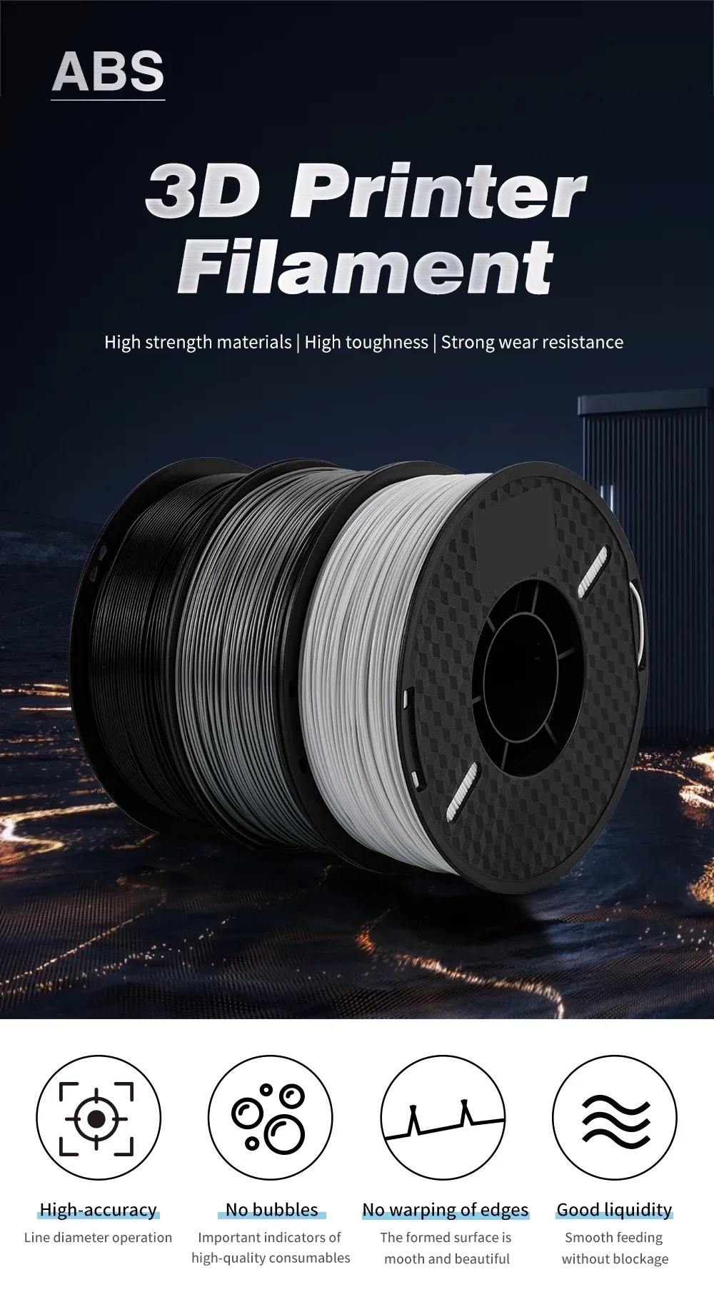 ABS Filament 1,75 mm 5 kg blasenfrei