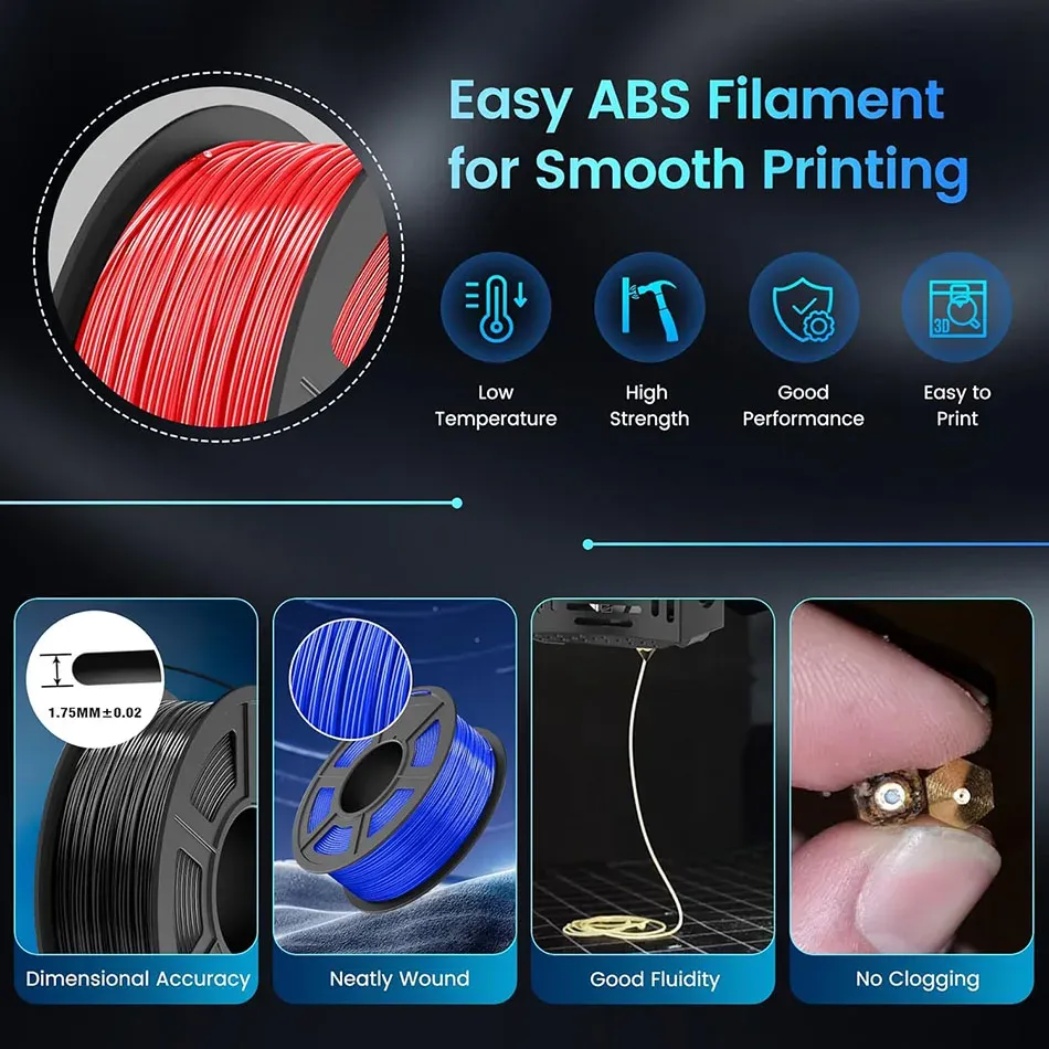 ABS Filament 1 kg Hervorragende Zähigkeit 5 Rollen