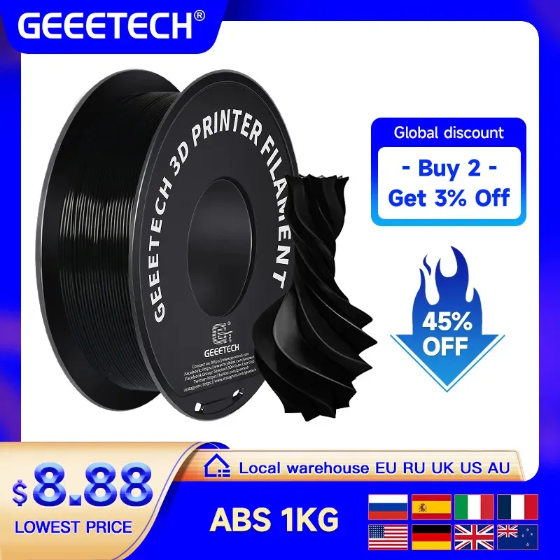 ABS+ Filament 1 kg Verwicklungsfrei Ungiftig Weiß Schwarz