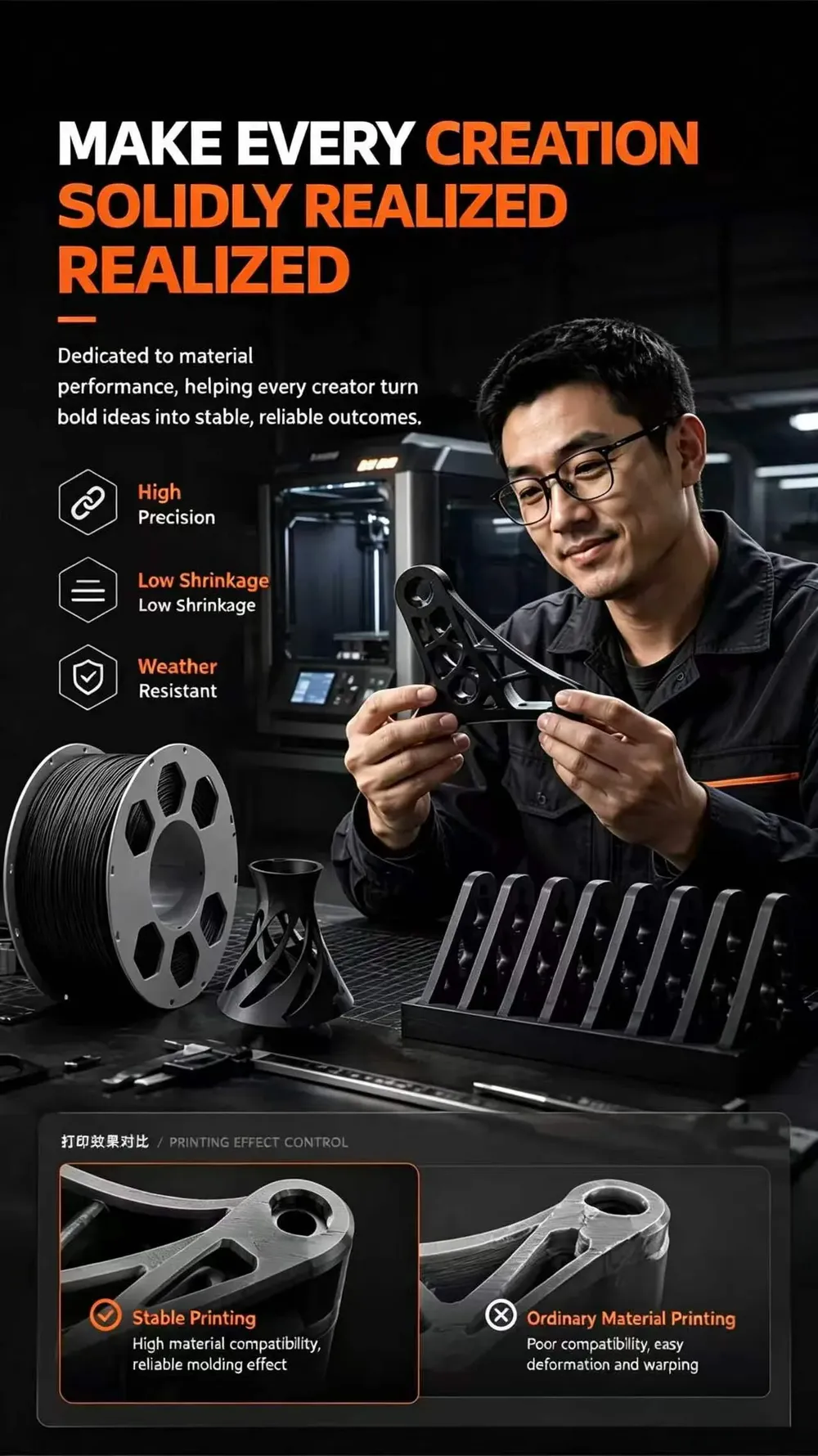 ABS GF Filament 1 kg verstärkt robust verstopfungssicher