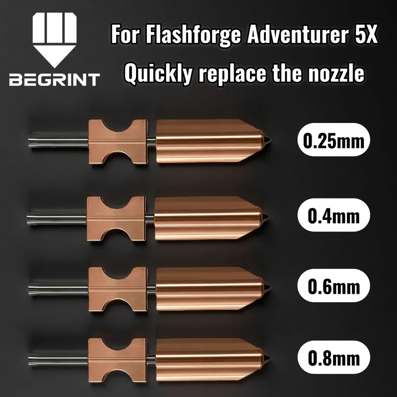 AD5X Düse aus gehärtetem Stahl 0,25 bis 0,8 mm