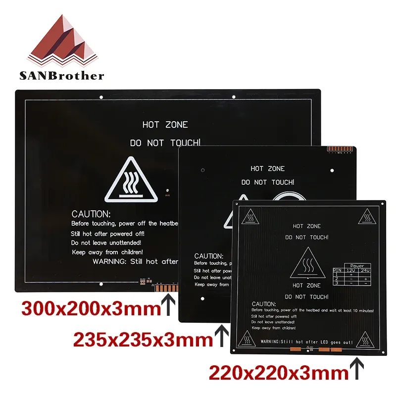 Aluminium Heizbett 12V/24V 235x235mm für 3D-Drucker