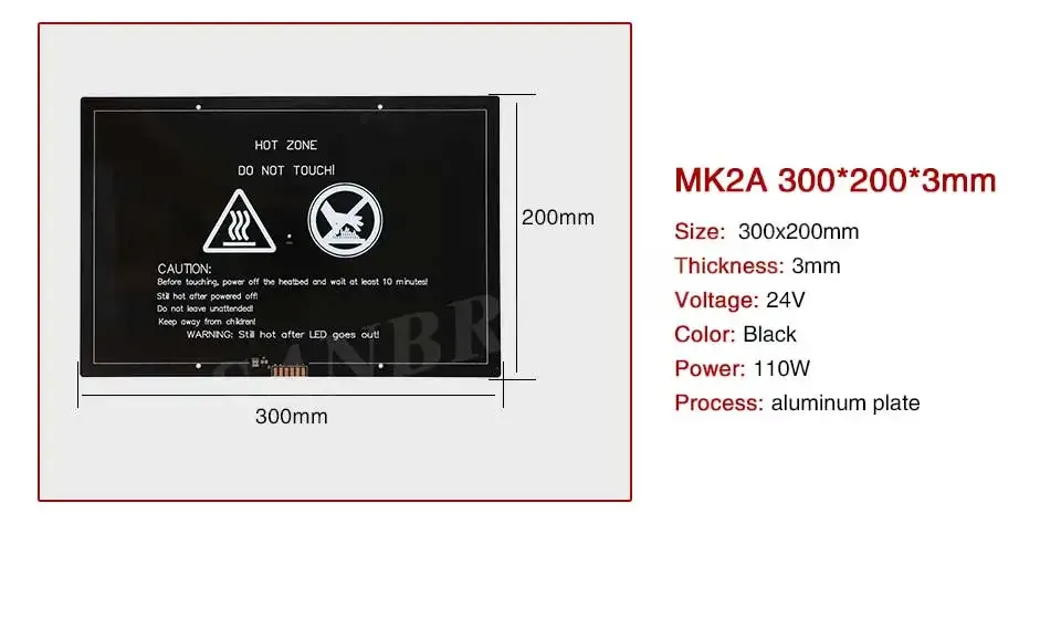 Aluminium Heizbett 12V/24V 235x235mm für 3D-Drucker