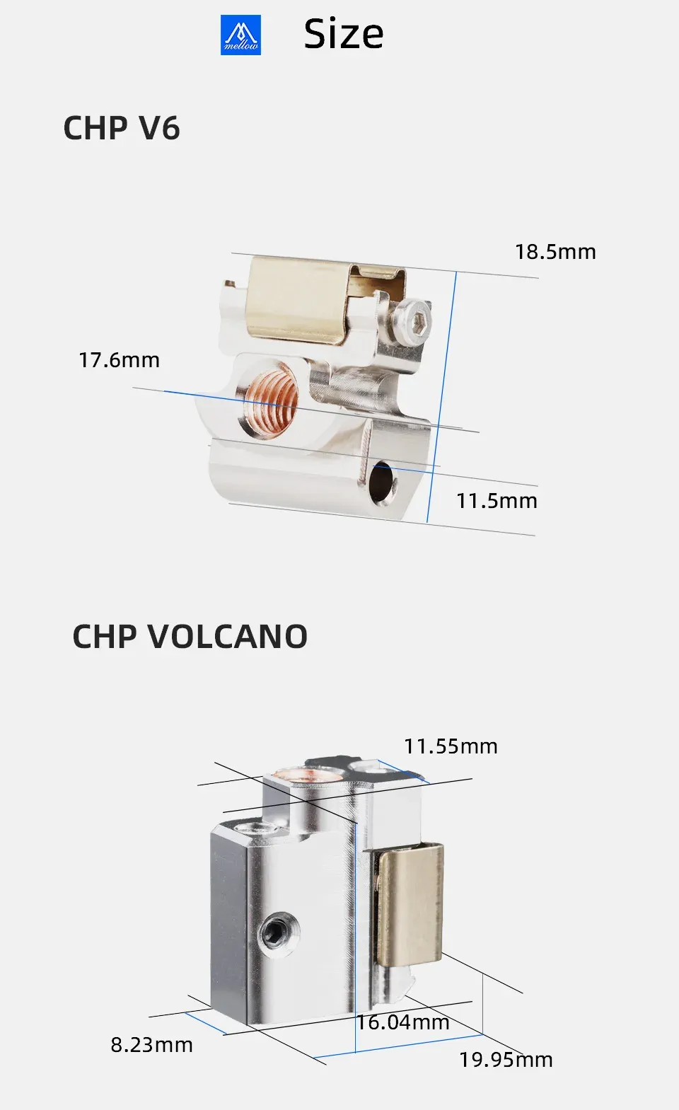 Aluminium/Kupfer-Heizblock für V6/Volcano/Crazy/Dragon Hotend 82W