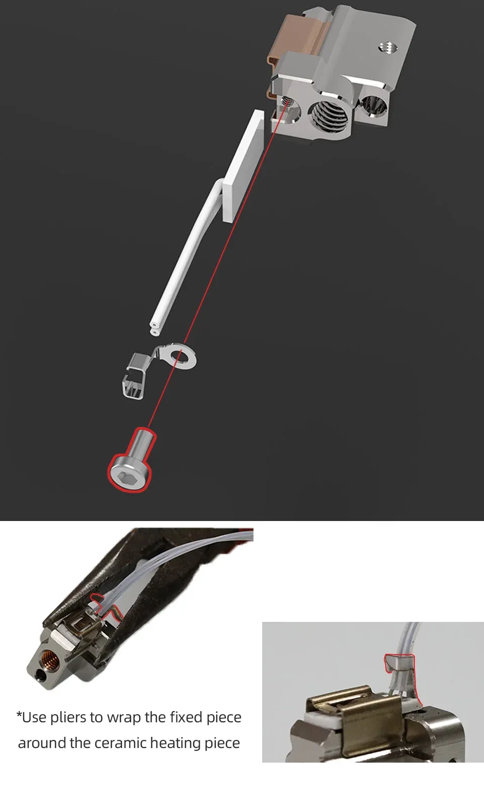 Aluminium/Kupfer-Heizblock für V6/Volcano/Crazy/Dragon Hotend 82W