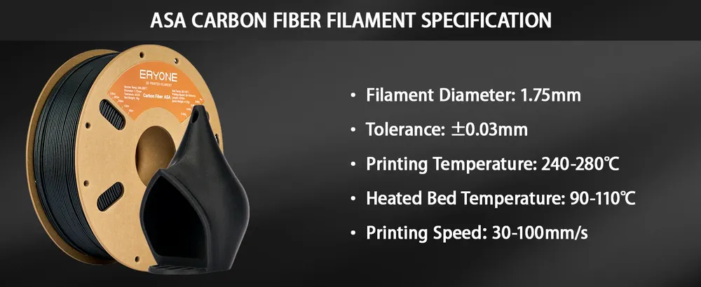ASA Carbonfaser Filament 1,75mm 10KG Premium
