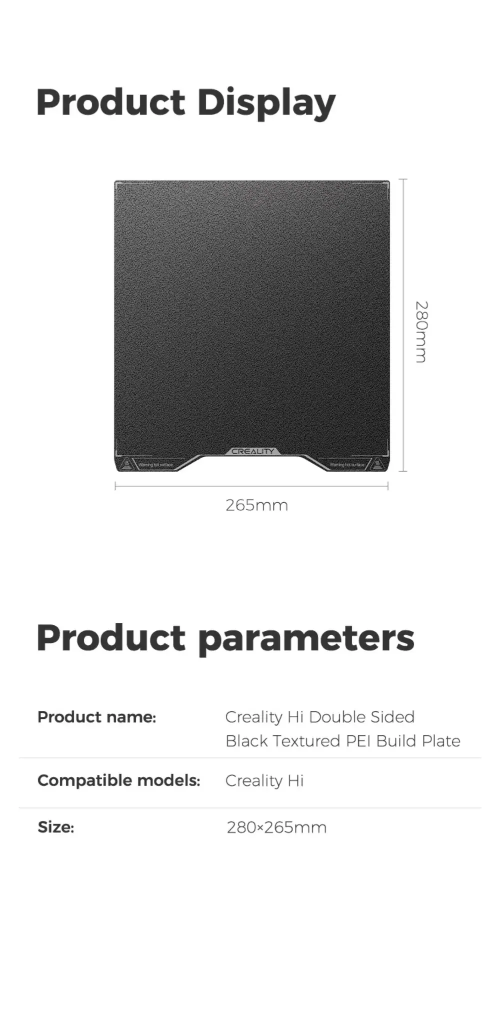 Bauplatte PEI texturiert schwarz für Creality K1 Max