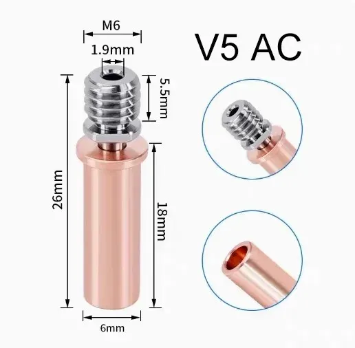 Bi-Metall-Heatbreak-Rohr Titanlegierung Rotkupfer für E3D V6 MK8 Ender 3