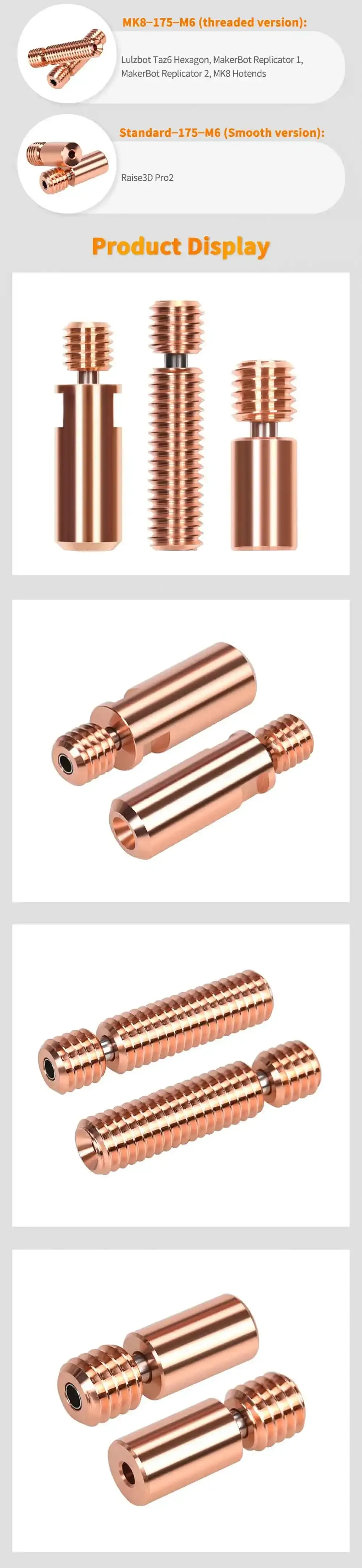 BIGTREETECH Bimetall-Heat Break V6 MK8 MK10 Throat für E3D V6 Hotend