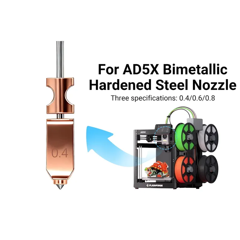 Bimetall-Düse 0,4 bis 0,8 mm gehärteter Stahl Hotend