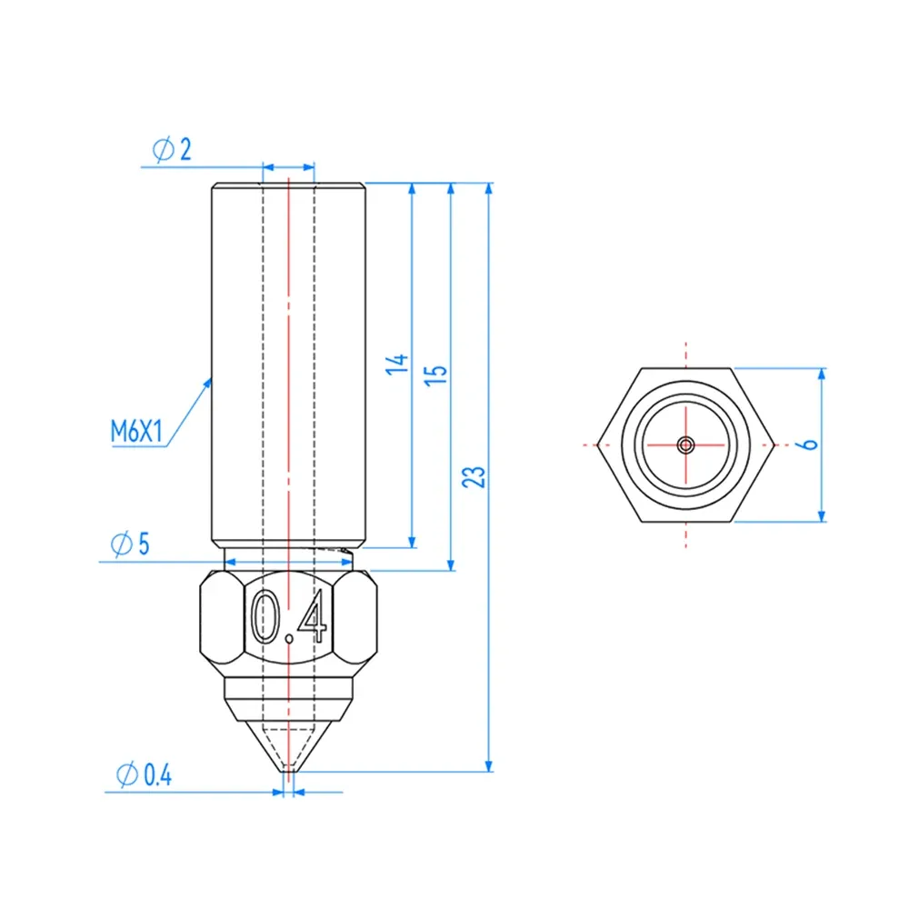 Bimetall-Vulkandüse 0,2 bis 0,8 mm für Creality Ender 3 V3 KE