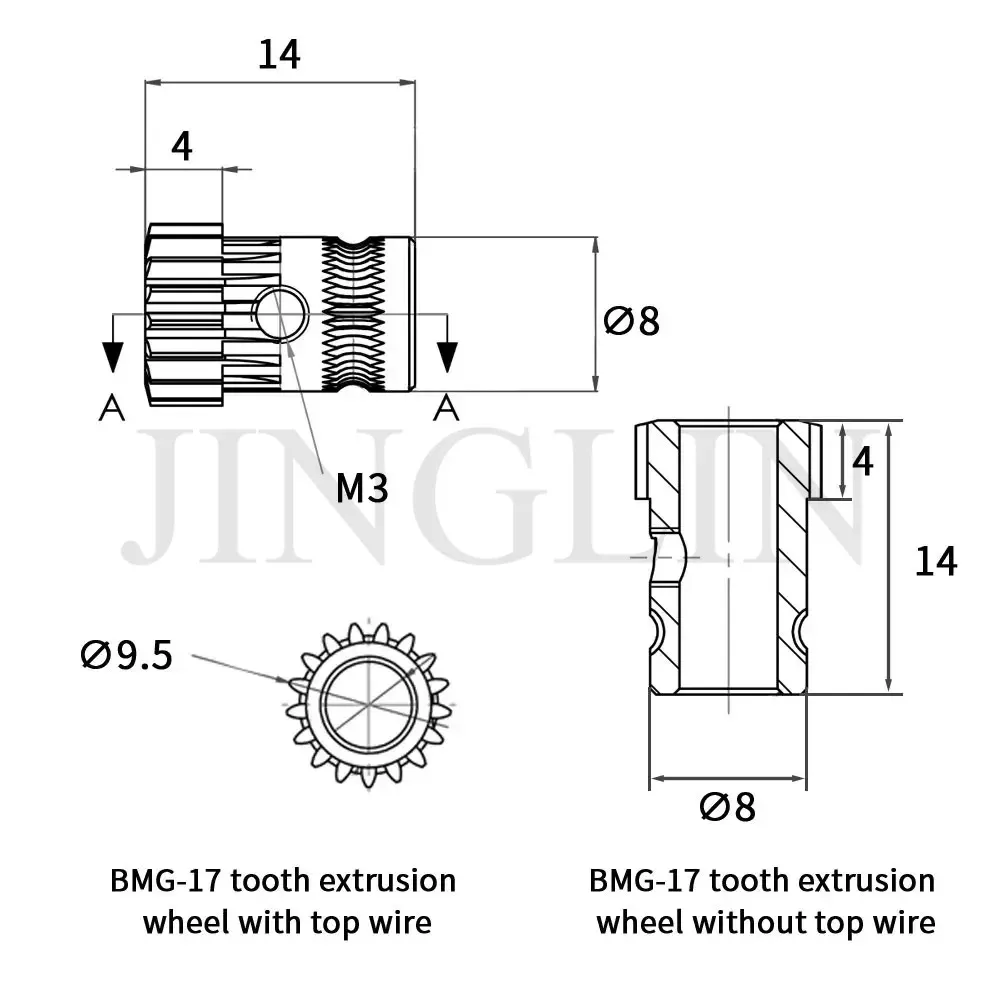 BMG-Extruder-Kit Upgrade gehärteter Stahl Dual-Drive-Getriebe
