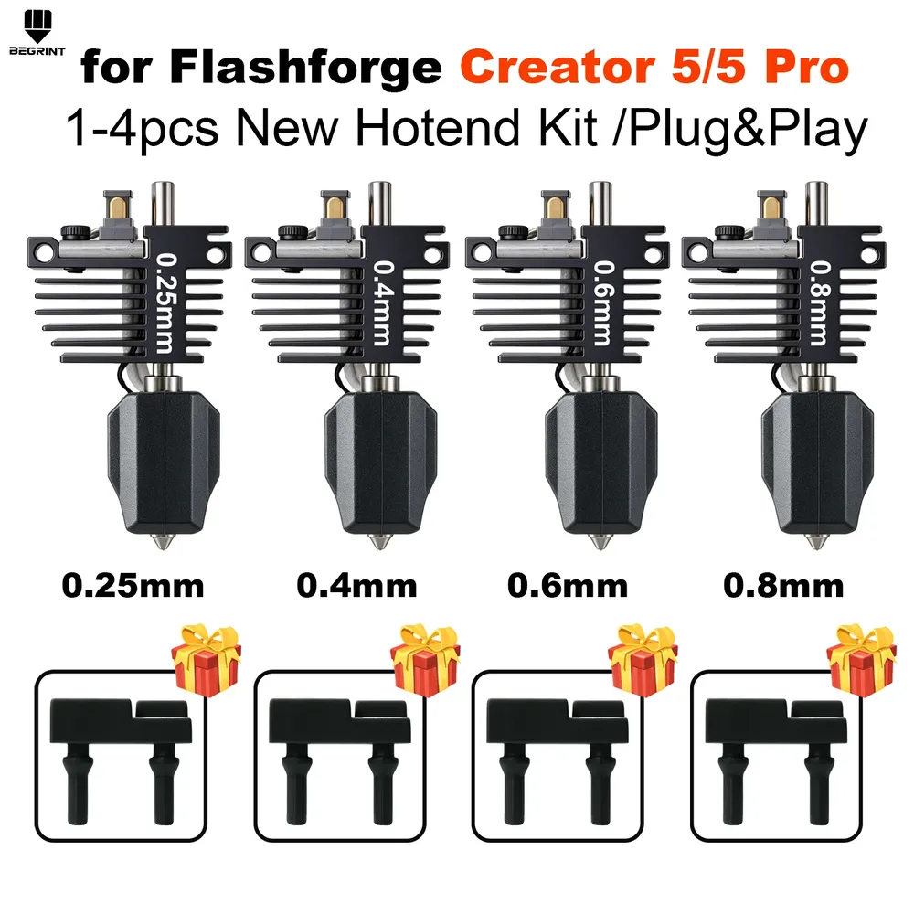 C5 Düsenbaugruppe gehärtete Stahldüse 0,25 bis 0,8 mm für Flashforge Creator 5