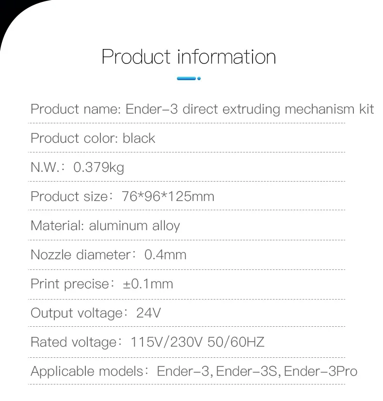 Direct Drive Extruder-Kit für Ender 3 mit montiertem Hotend