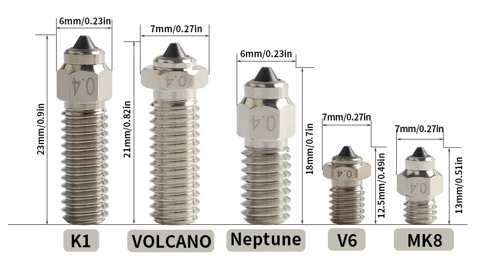 DLC Düse Bimetall gehärtete Stahldüse für V6 Volcano MK8 Neptune