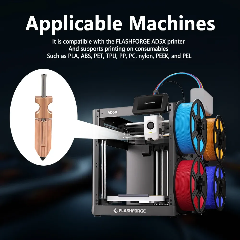 Düse Bimetall gehärtete Stahldüse 0,2 bis 0,8 mm für Flashforge AD5X