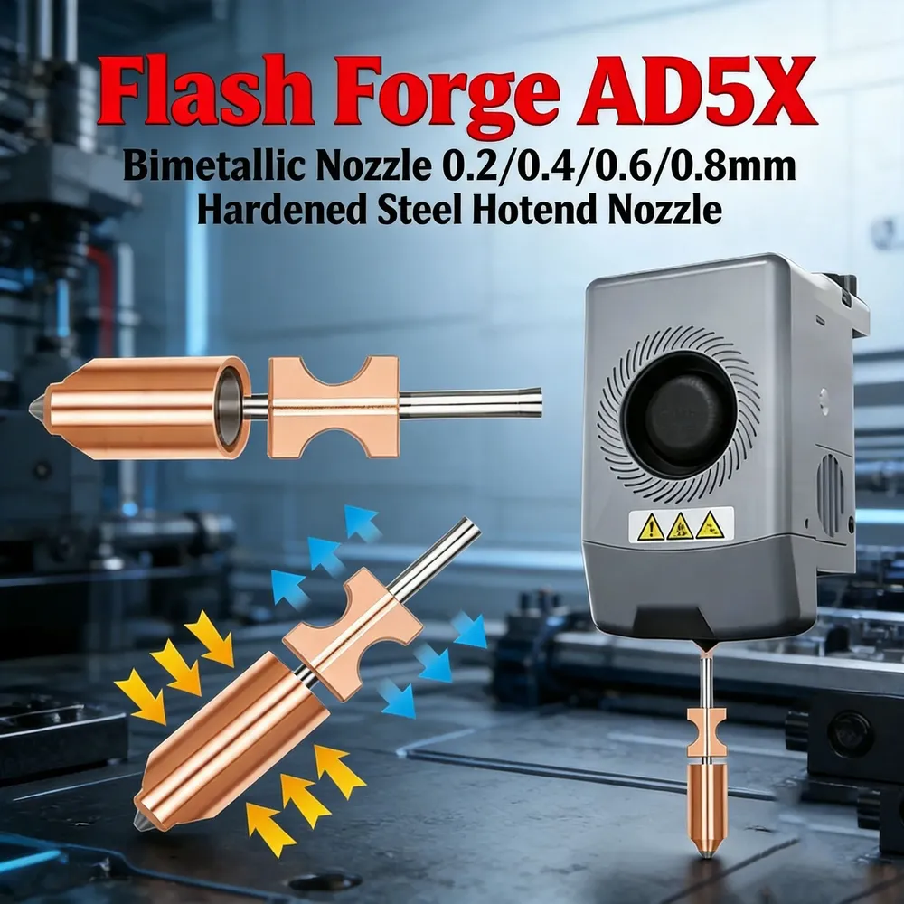 Düse Bimetall gehärtete Stahldüse 0,2 bis 0,8 mm für FlashForge AD5X