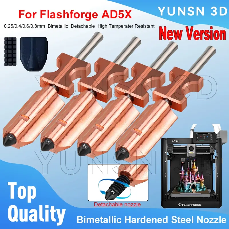 Düse Bimetall gehärtete Stahldüse 0,25 bis 0,8 mm für Flashforge AD5X