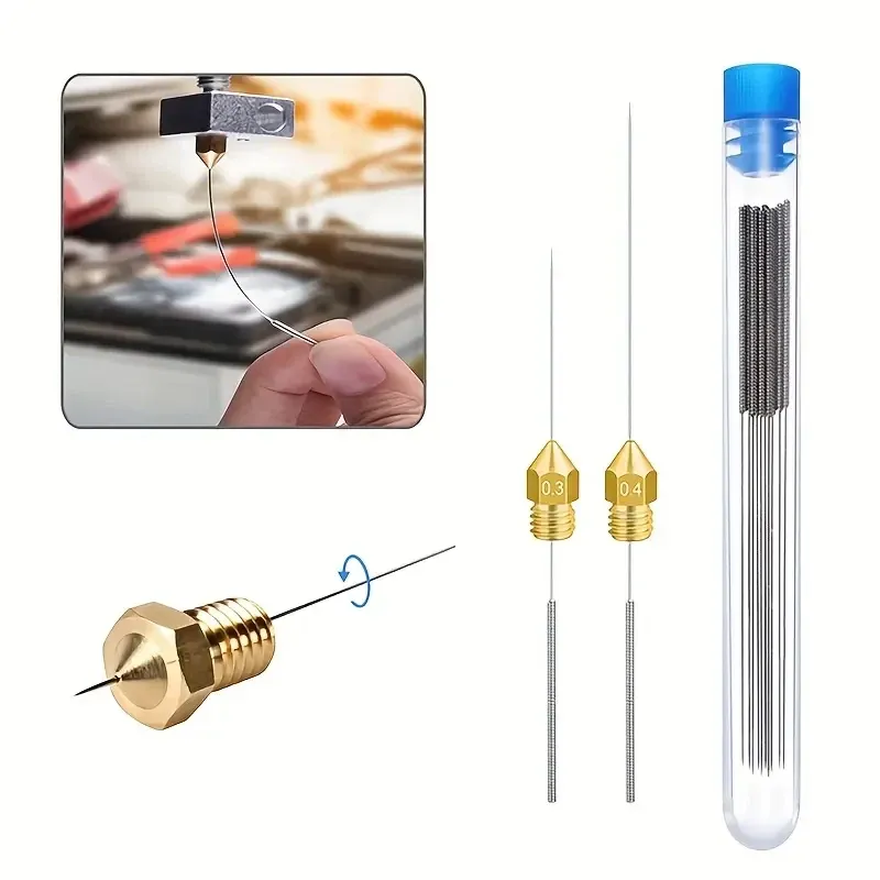 Düse Reinigungsnadel Edelstahl 0,2 bis 0,4 mm 10er Set