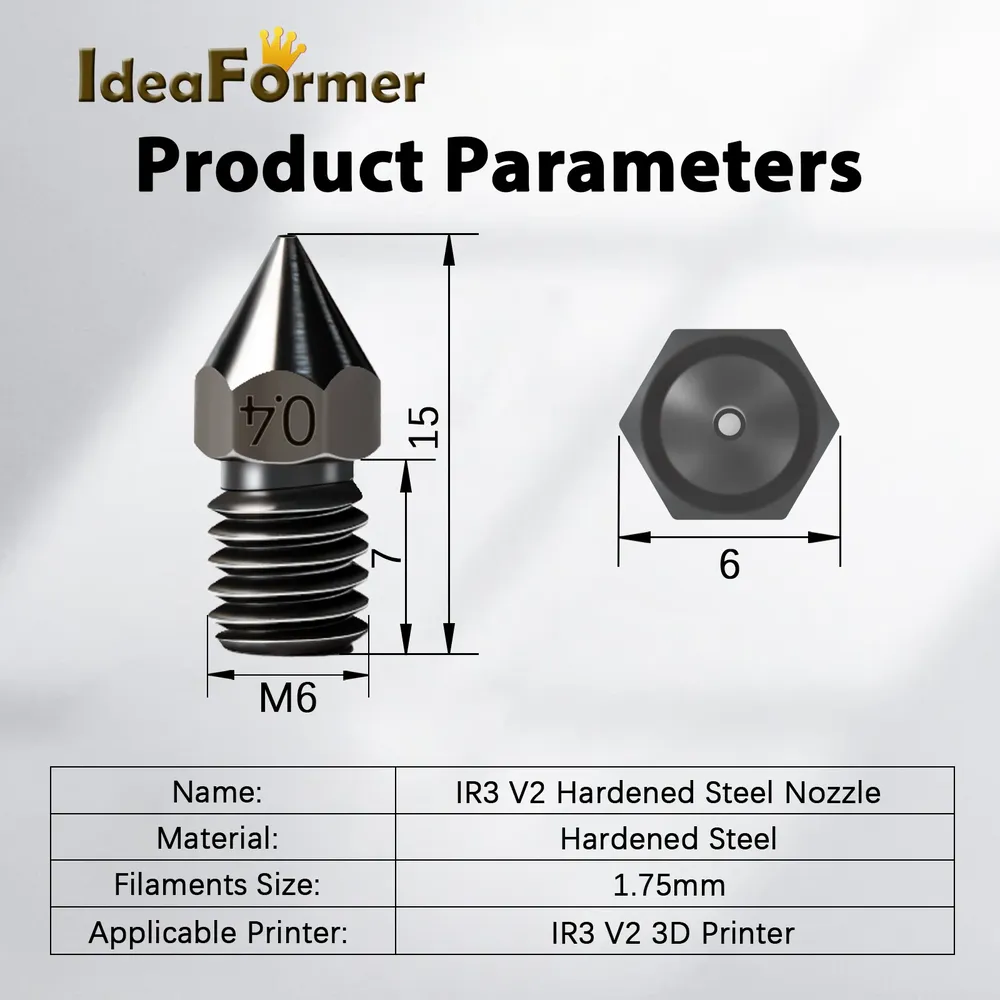 Düsen gehärtete Stahldüse 0,4 bis 0,8 mm für IdeaFormer IR3 V2