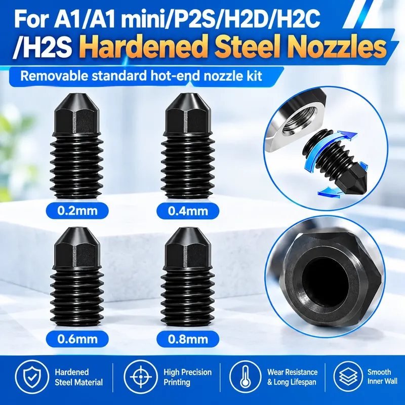 Düsenset aus gehärtetem Stahl 0,2-0,8 mm für A1/P2S