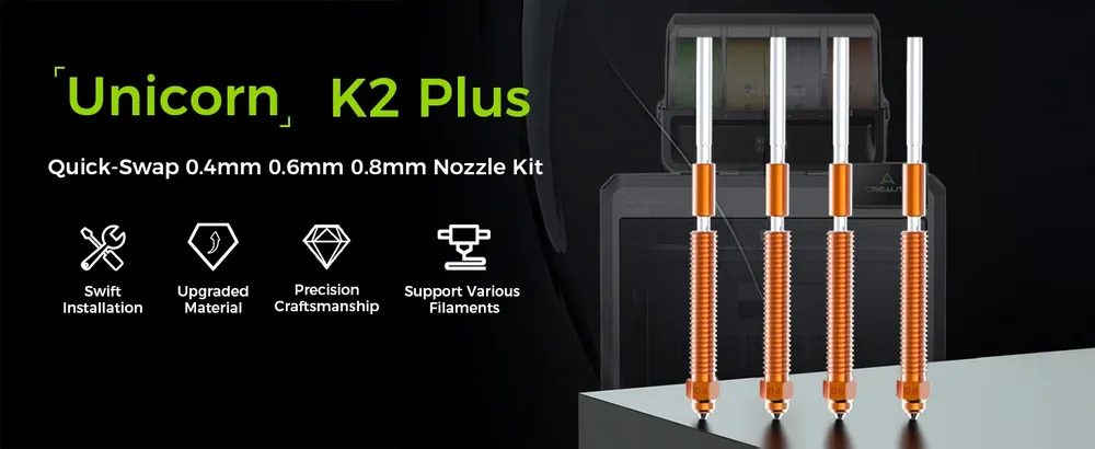 Düsenset aus gehärtetem Stahl 0,2 bis 1,0 mm für Creality K2 Plus