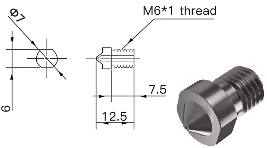 E3D V6 Düse gehärtete Stahldüse 0,2 bis 1,0 mm für 1,75mm Filament