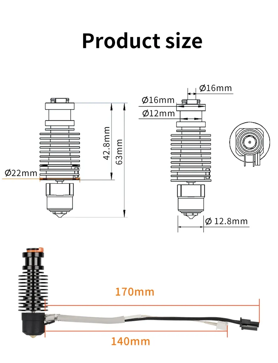 E3D V6 Hotend 24V 50W Keramik-Heizung für Voron Prusa