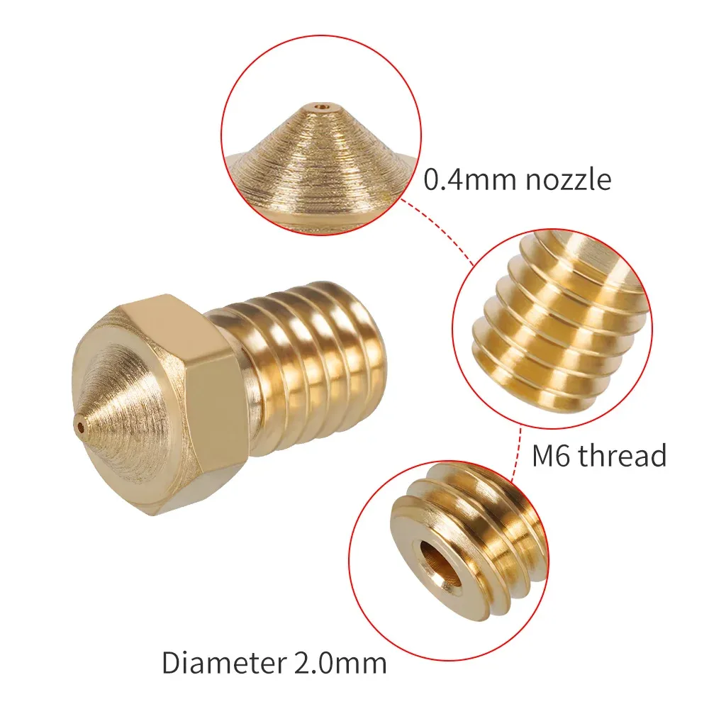E3D V6 V5 Düse Messing für 1,75 mm Filament 0,1 bis 0,4 mm