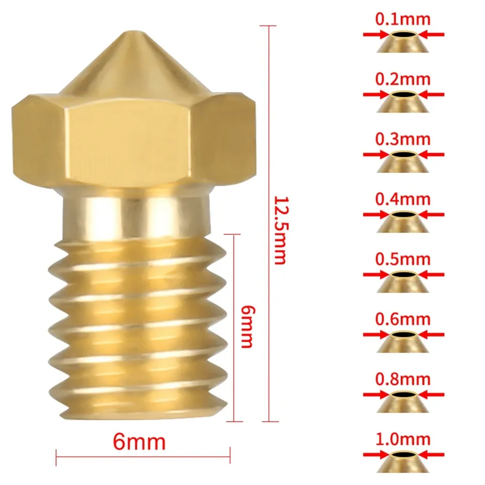 E3D V6 V5 Düse Messing für 1,75 mm Filament 0,1 bis 0,4 mm