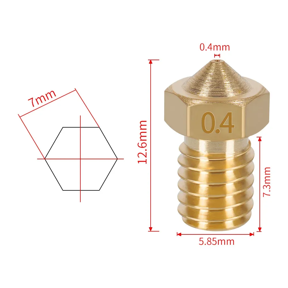 E3D V6 V5 Düse Messing für 1,75 mm Filament 0,1 bis 0,4 mm