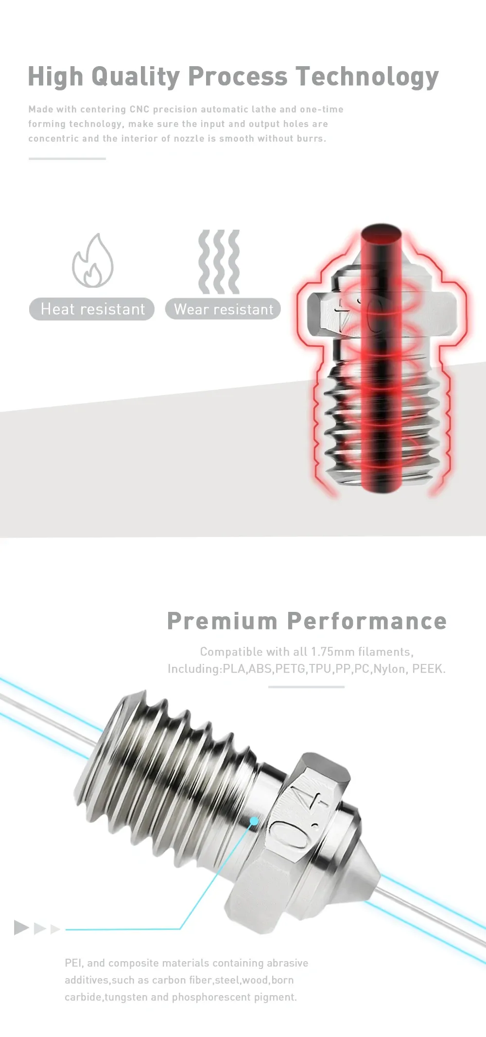 E3DV6 Bimetall-Düse 550°C für PRUSA i3 MK3S
