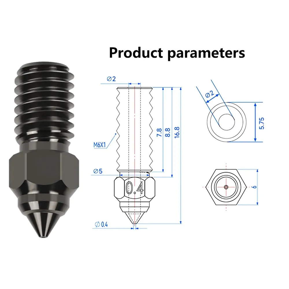 Ender 3 V3 SE Düse aus gehärtetem Stahl 0,2 bis 1,0 mm