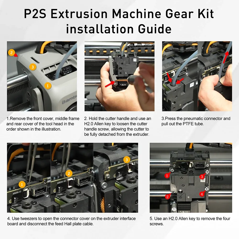 Extruder-Getriebesatz aus gehärtetem Stahl für Bambulab P2S