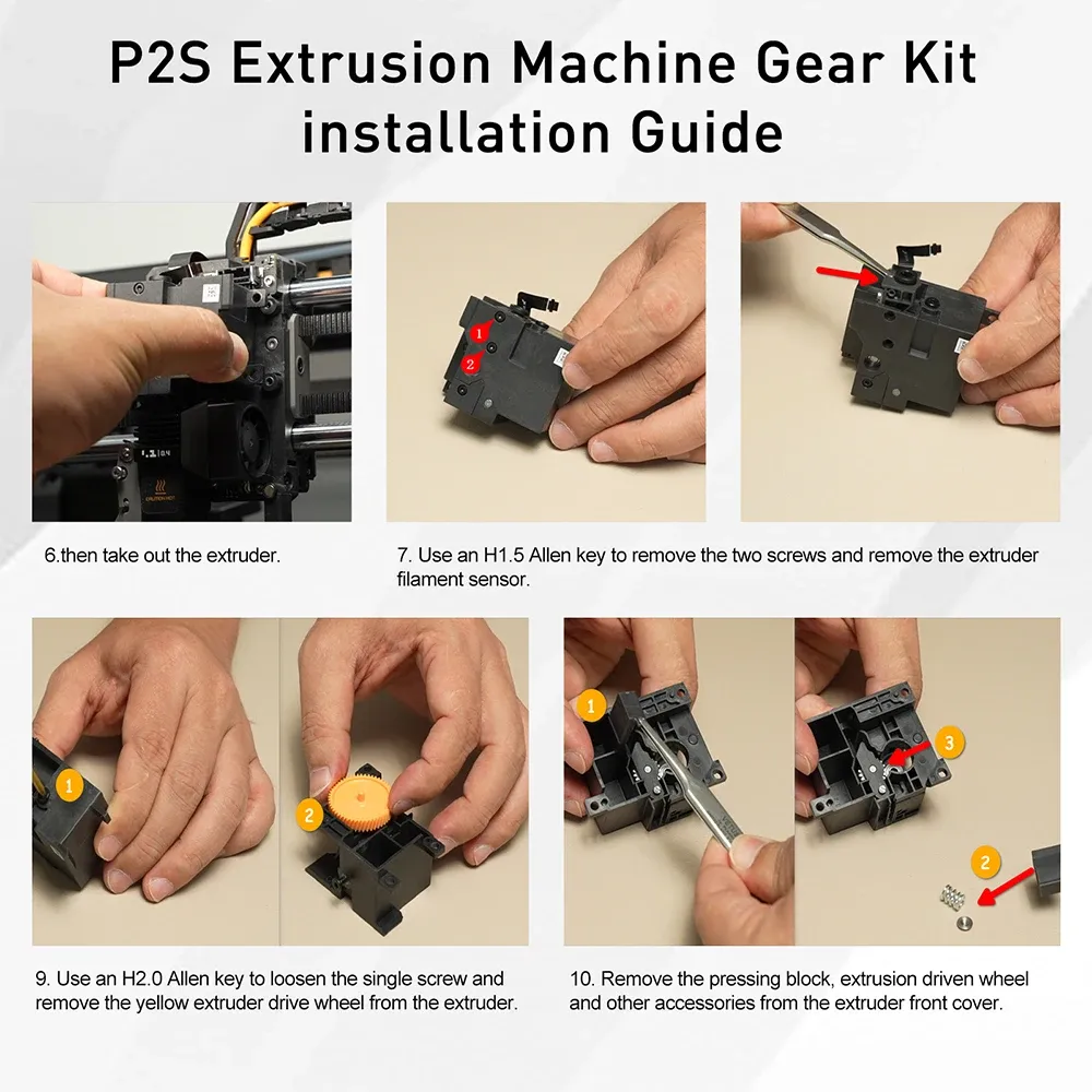 Extruder-Getriebesatz aus gehärtetem Stahl für Bambulab P2S