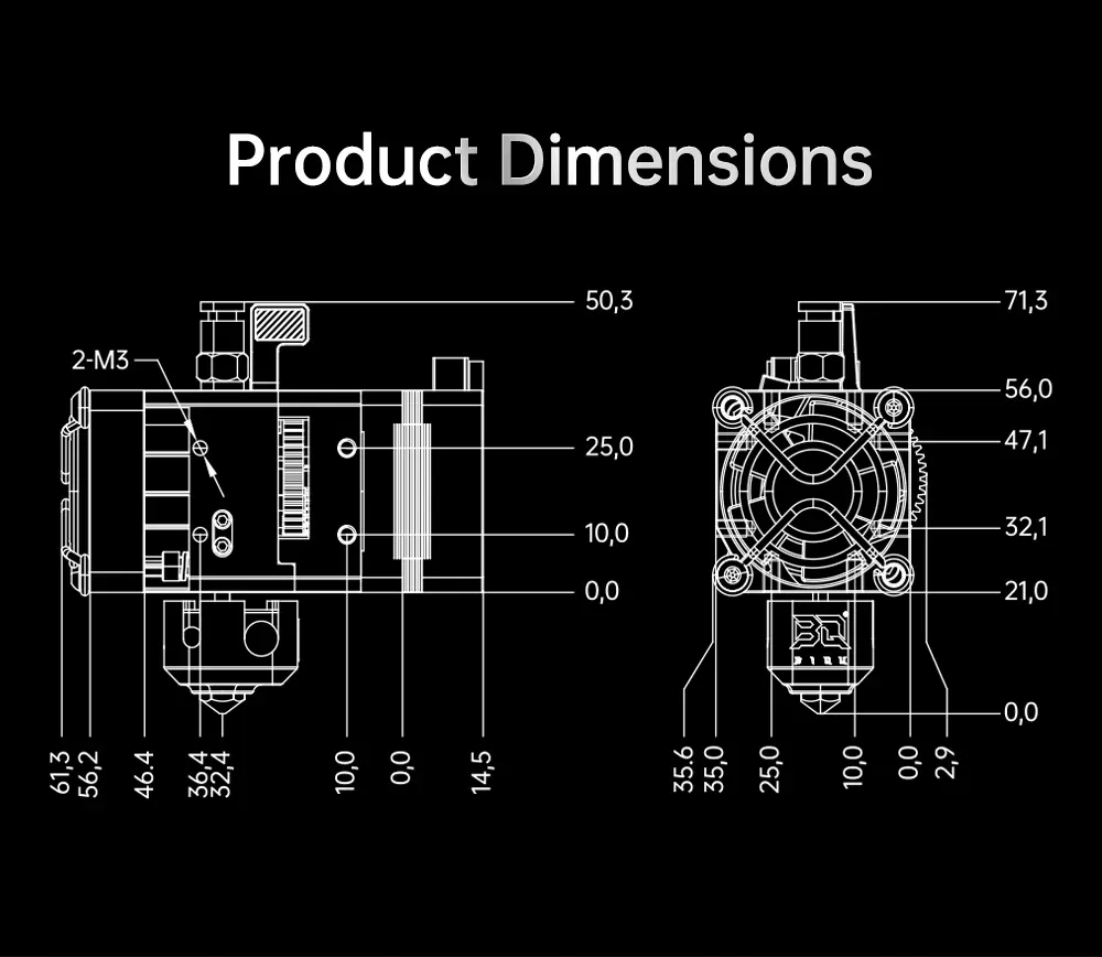 Extruder-Hotend BIQU H2 V2S Dual-Getriebe bis 270°C