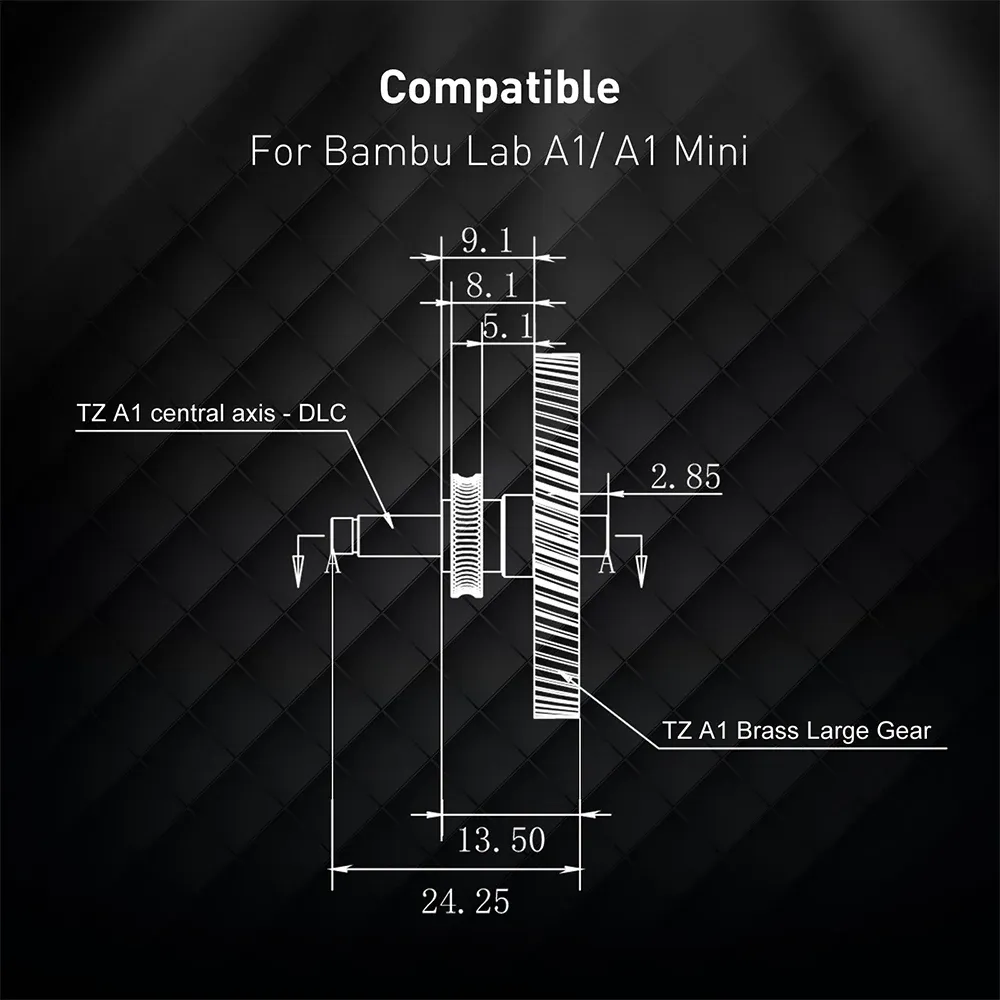 Extruder-Zahnrad-Upgrade aus Vollmetall für Bambu Lab A1 A1 Mini A2L