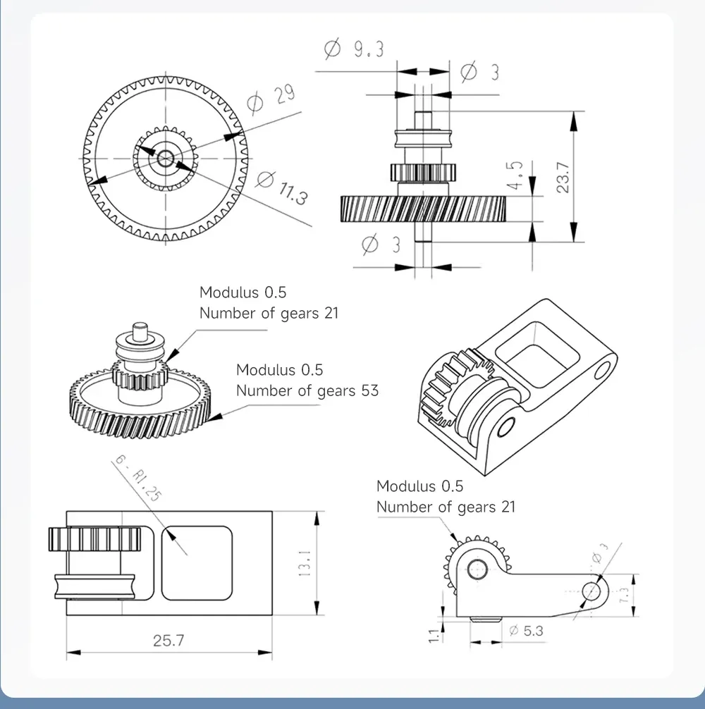 Extrudergetriebe aus gehärtetem Stahl für Bambu Lab p1p x1 x1c