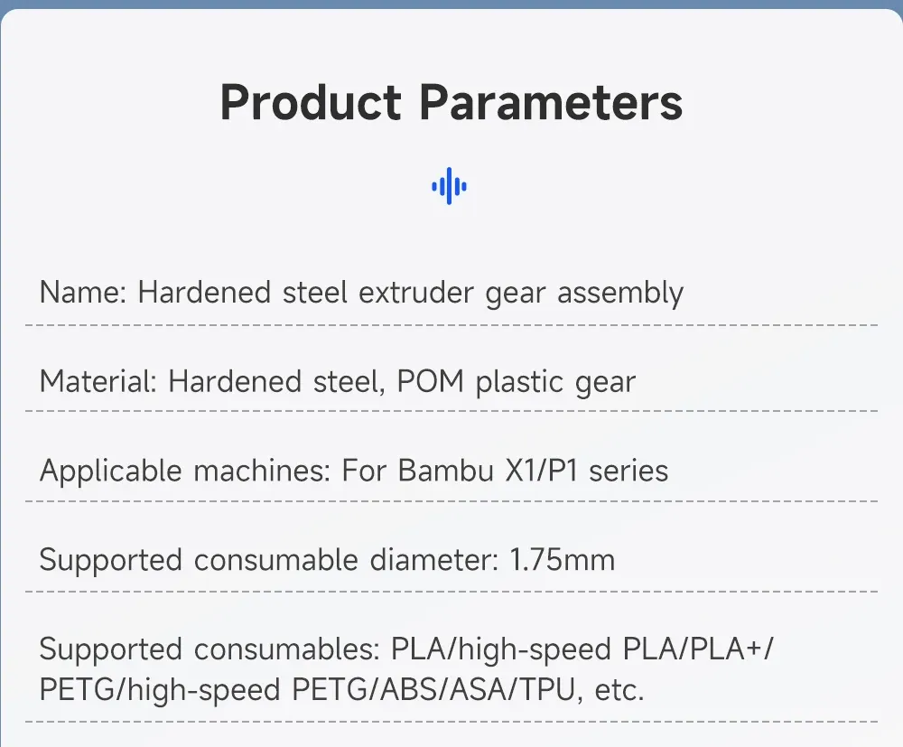 Extrudergetriebe aus gehärtetem Stahl für Bambu Lab p1p x1 x1c