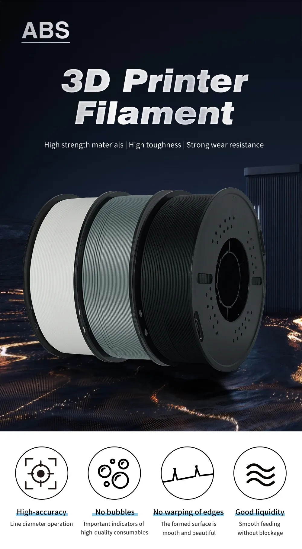 Filament ABS 5 kg hohe Festigkeit und Zähigkeit
