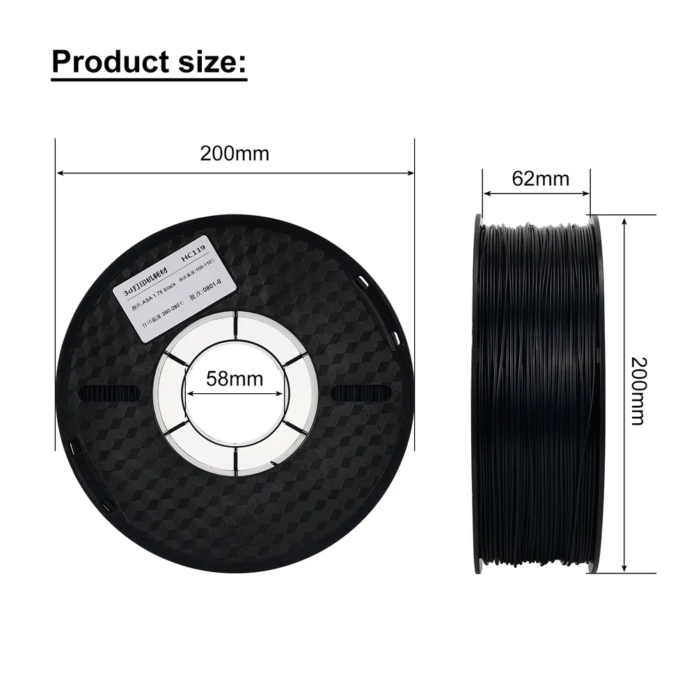 Filament ASA 1 kg UV/Regen/hitzebeständig für 3D-Drucker