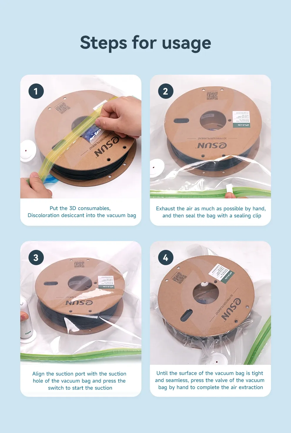 Filament-Aufbewahrungsset 10 Beutel mit Pumpe