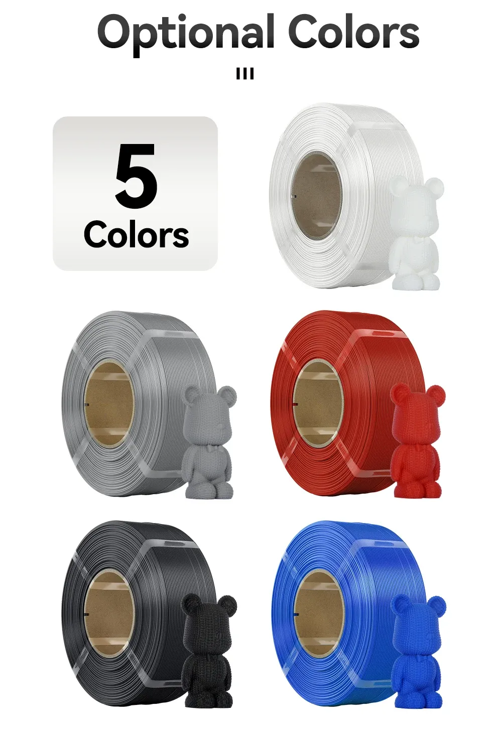 Filament PLA Nachfüllung 5kg 1,75mm für wiederverwendbare Spulen