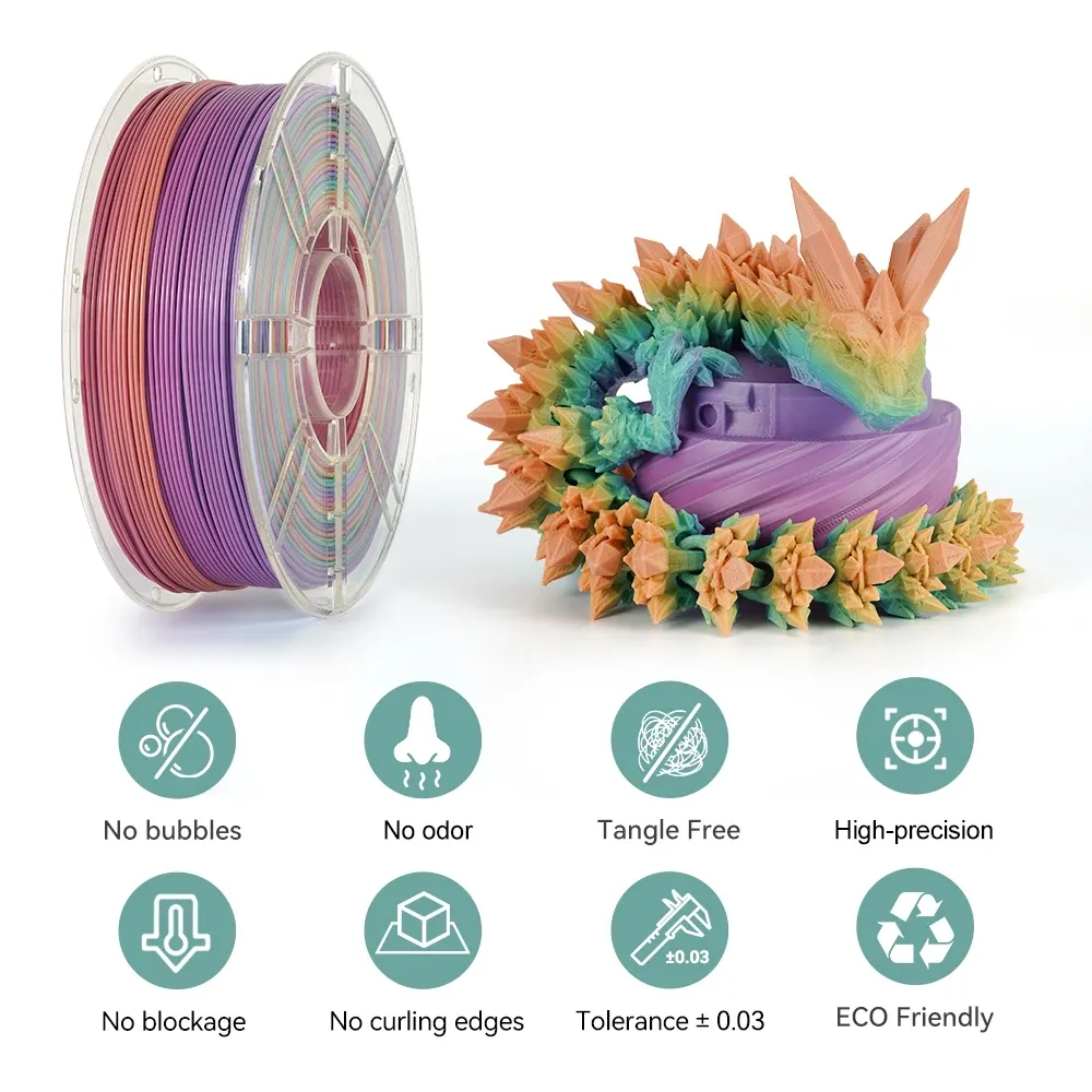 Filament Seide PLA 5kg Regenbogen Candy Universe Macaron Wald