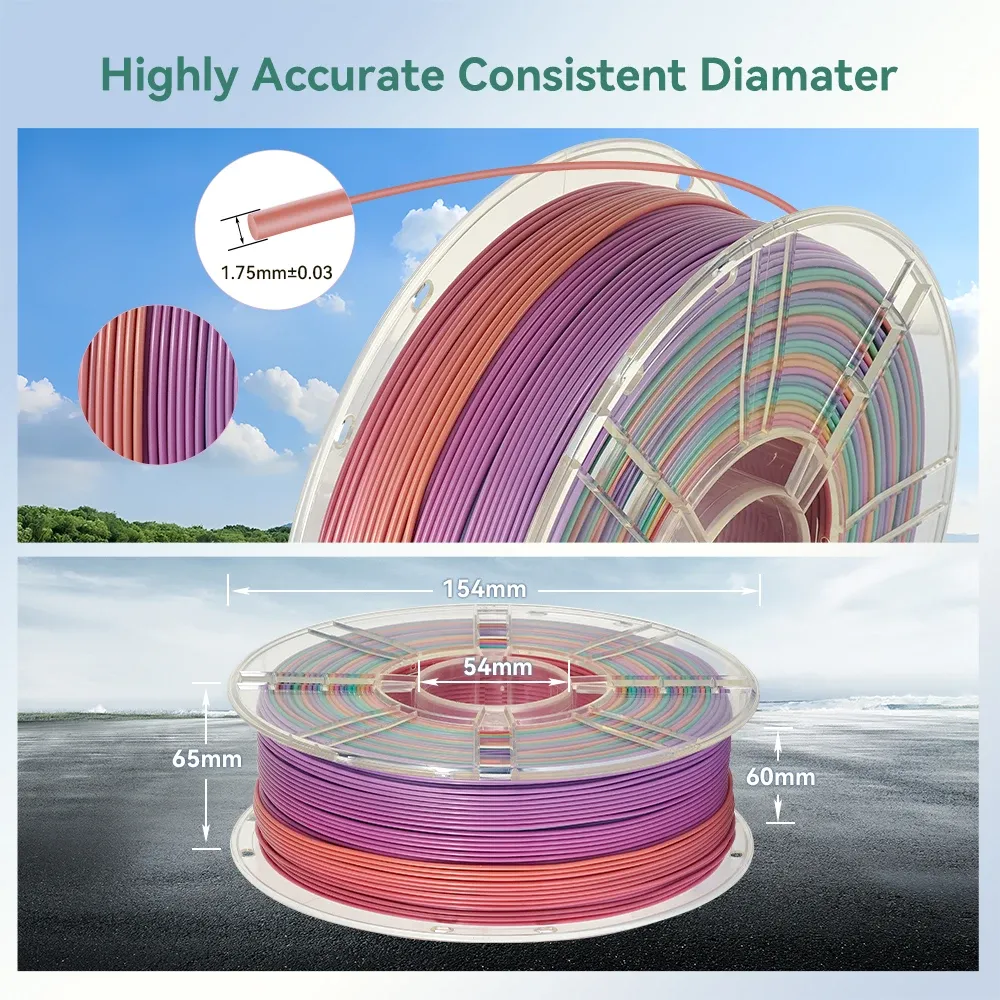 Filament Seide PLA 5kg Regenbogen Candy Universe Macaron Wald